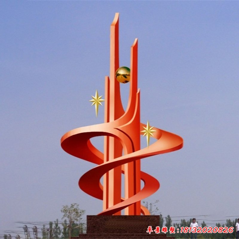 不銹鋼共筑輝煌雕塑，不銹鋼企業(yè)抽象雕塑 (2)