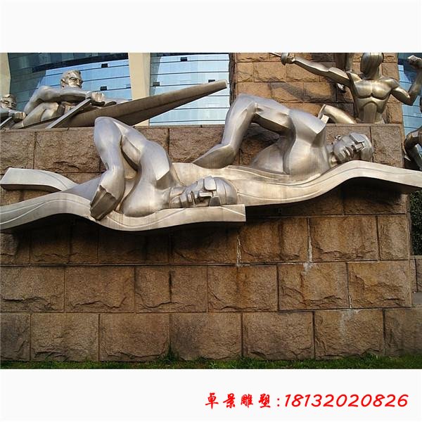 游泳不銹鋼人物雕塑