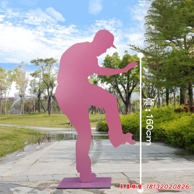 不銹鋼滑板運(yùn)動(dòng)剪影抽象人物雕塑 (2)