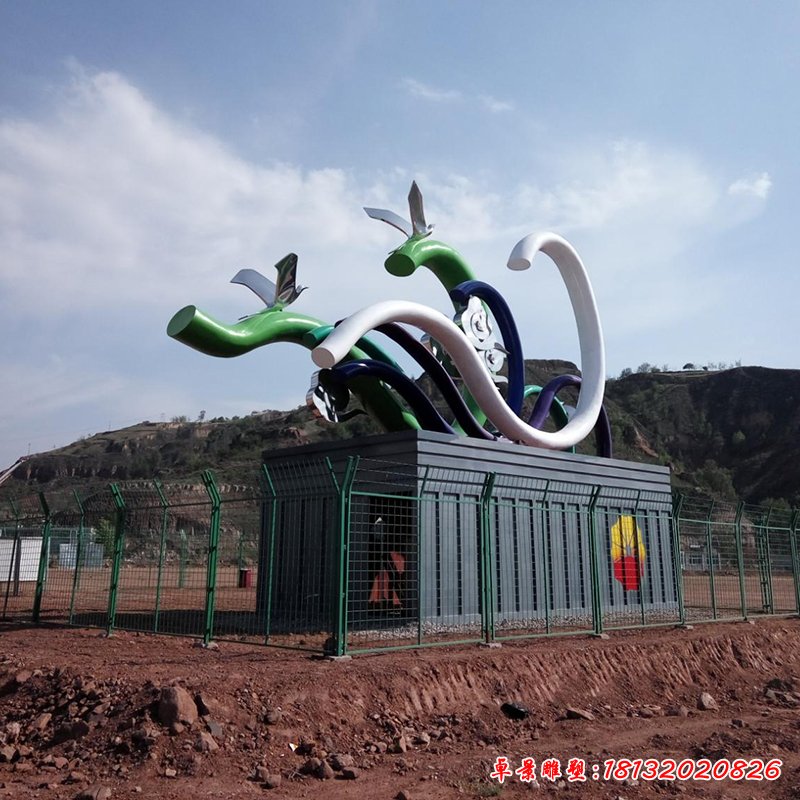 不銹鋼祥云雕塑，不銹鋼飛翔雕塑，廣場雕塑 (1)