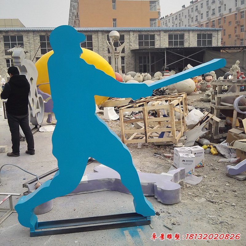 不銹鋼打棒球雕塑