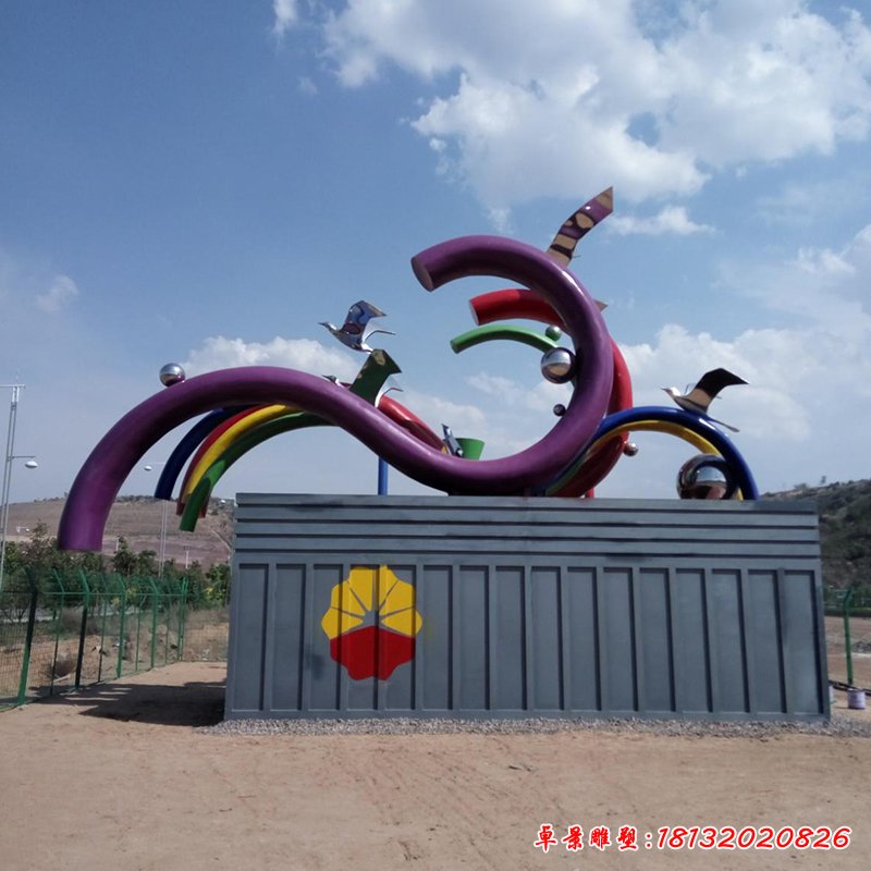 不銹鋼祥云雕塑，不銹鋼飛翔雕塑，廣場(chǎng)雕塑 (5)