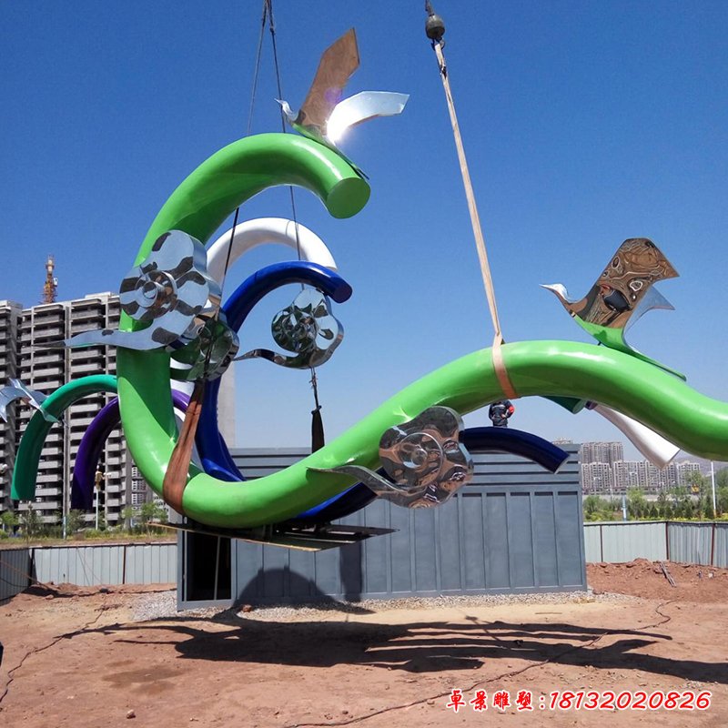 不銹鋼祥云雕塑，不銹鋼飛翔雕塑，廣場(chǎng)雕塑 (4)