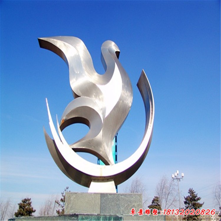 不銹鋼城市飛鴿圓環(huán)雕塑不銹鋼白鴿雕塑