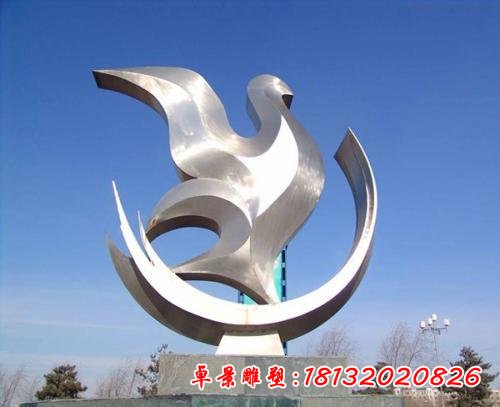 不銹鋼城市飛鴿圓環(huán)雕塑