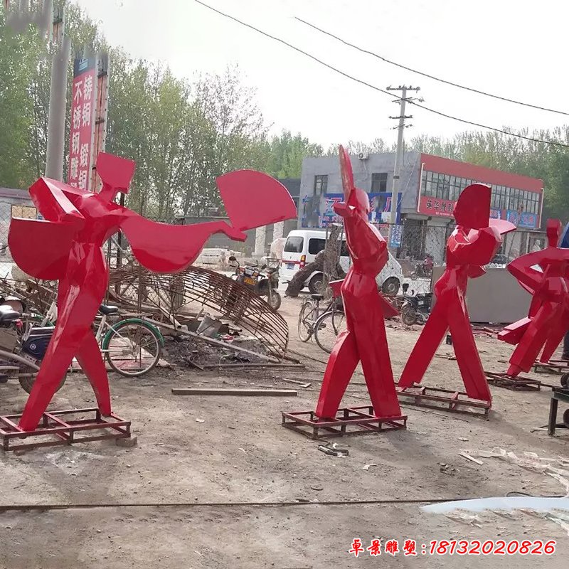 不銹鋼抽象人物雕塑，不銹鋼跳舞雕塑