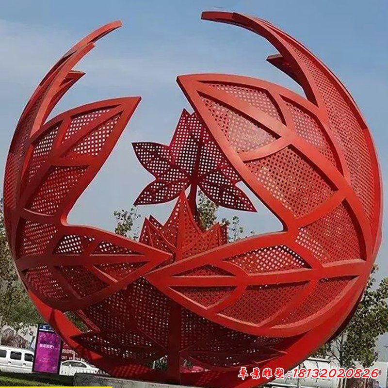 不銹鋼楓葉球   公園景觀雕塑