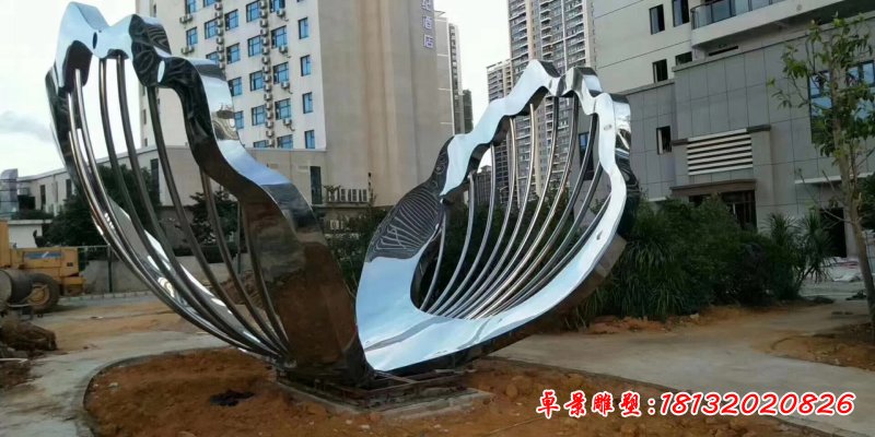 不銹鋼鏤空扇貝雕塑 (1)