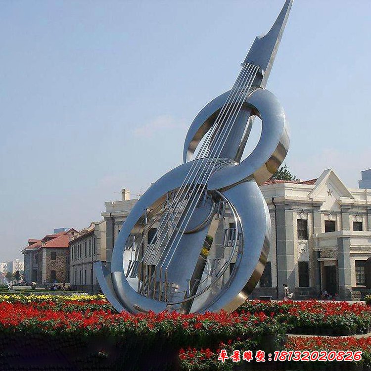 不銹鋼抽象葫蘆提琴雕塑