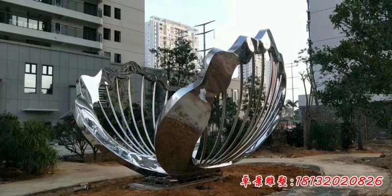 不銹鋼鏤空扇貝雕塑 (2)