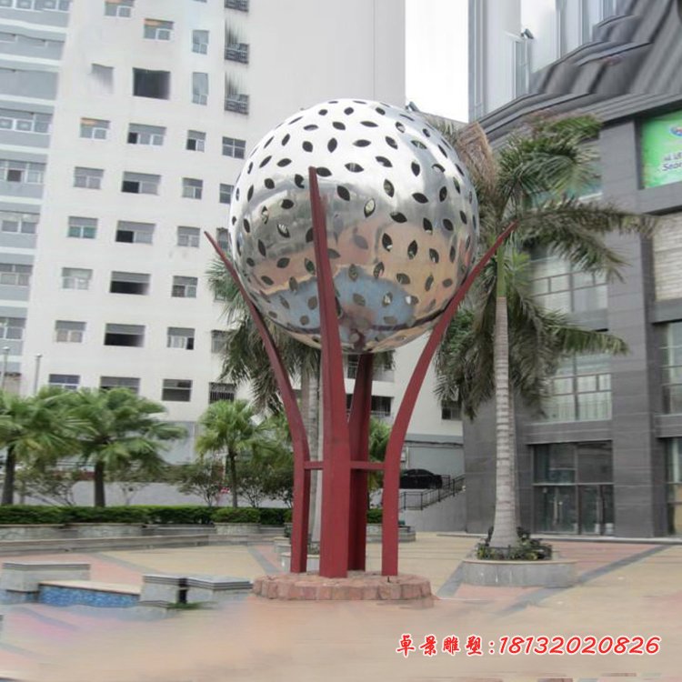 不銹鋼抽象鏤空?qǐng)A球雕塑