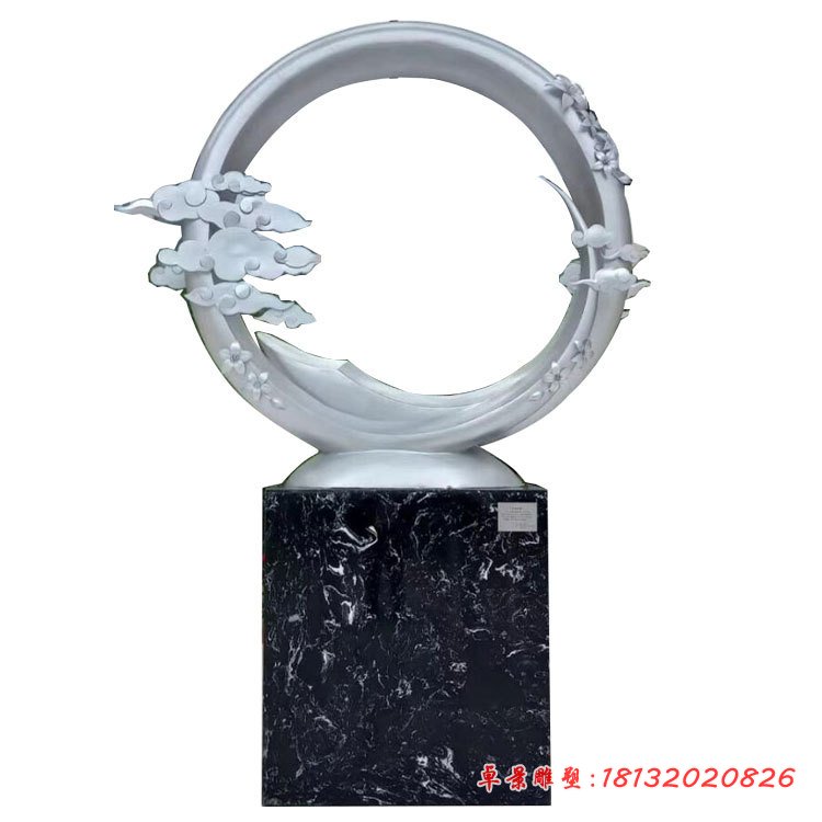 不銹鋼抽象祥云圓環(huán)雕塑