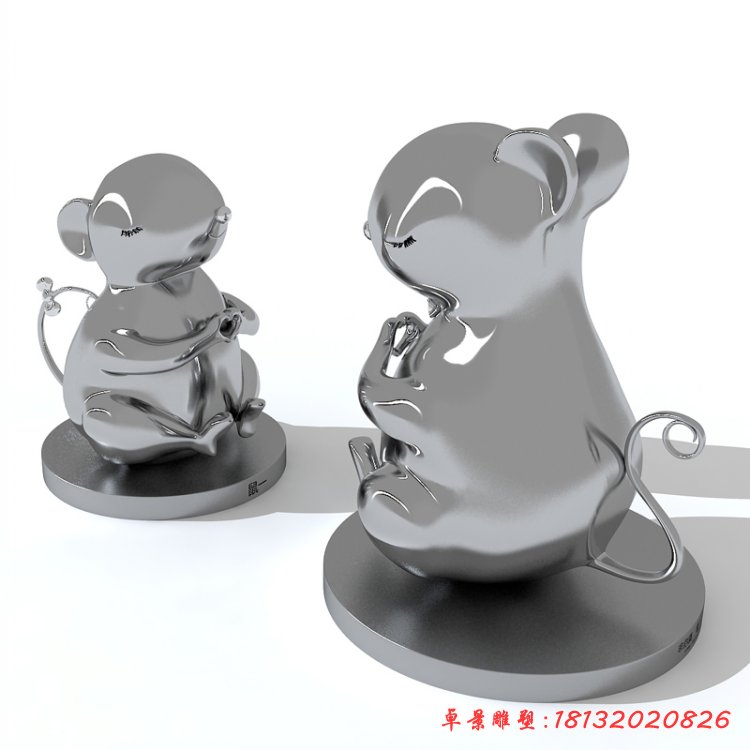 不銹鋼鏡面老鼠雕塑[1]