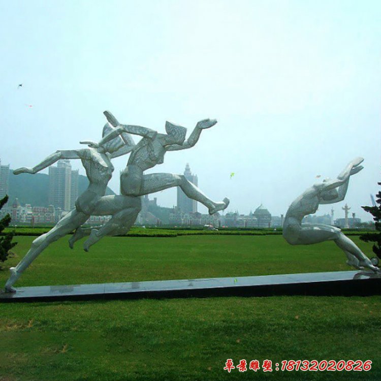 不銹鋼人物雕塑，公園不銹鋼跳遠(yuǎn)雕塑