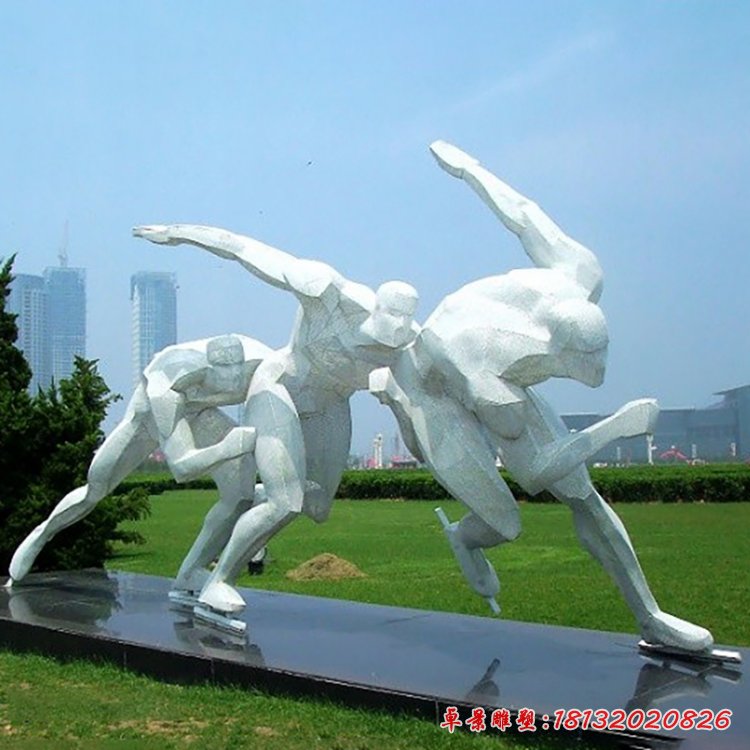 不銹鋼人物雕塑，不銹鋼滑冰雕塑