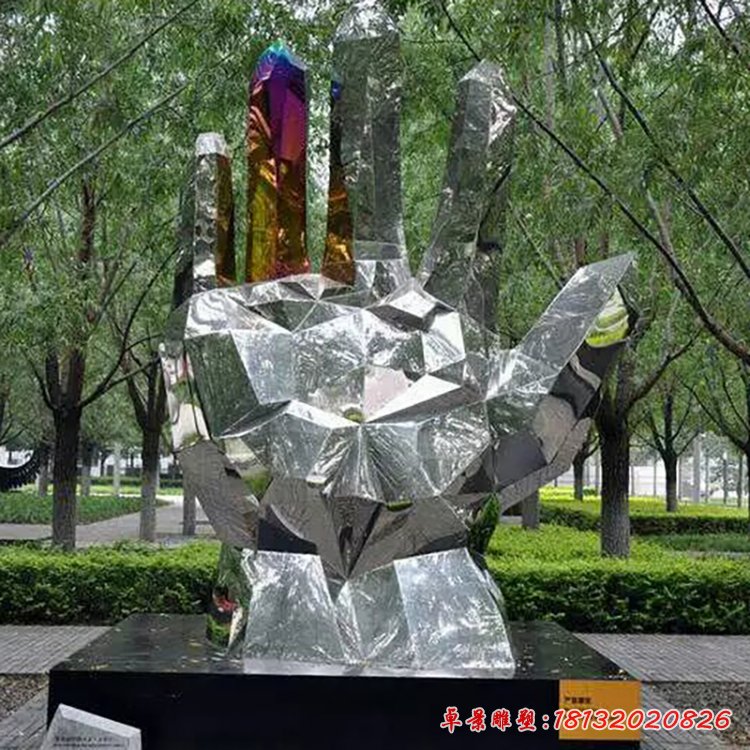 不銹鋼手雕塑,公園不銹鋼手掌雕塑 (3)