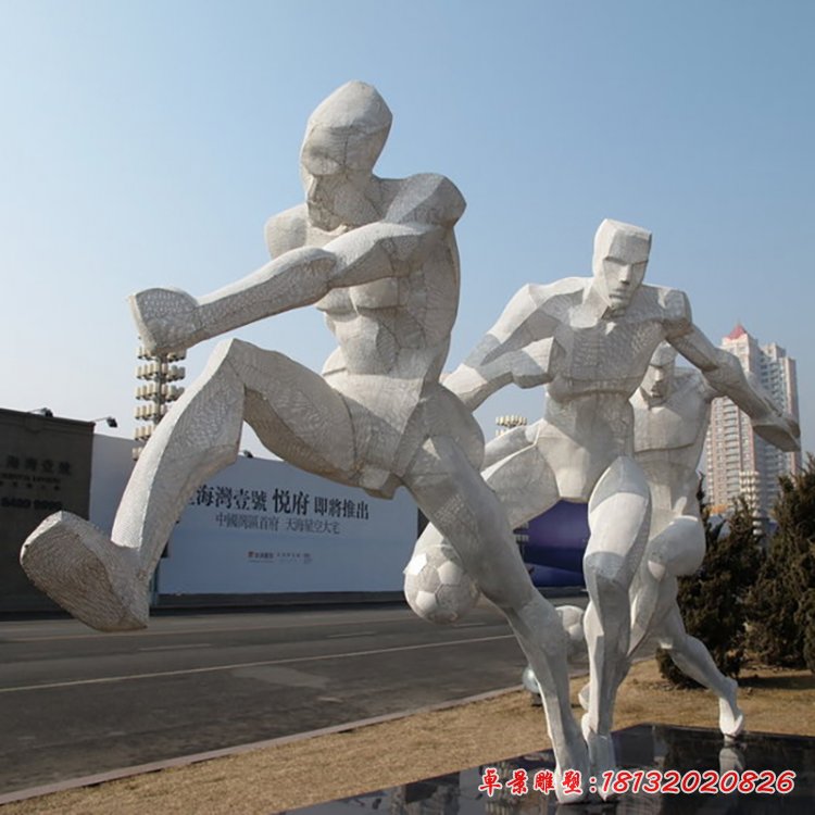 踢足球雕塑,不銹鋼運動雕塑 (1)
