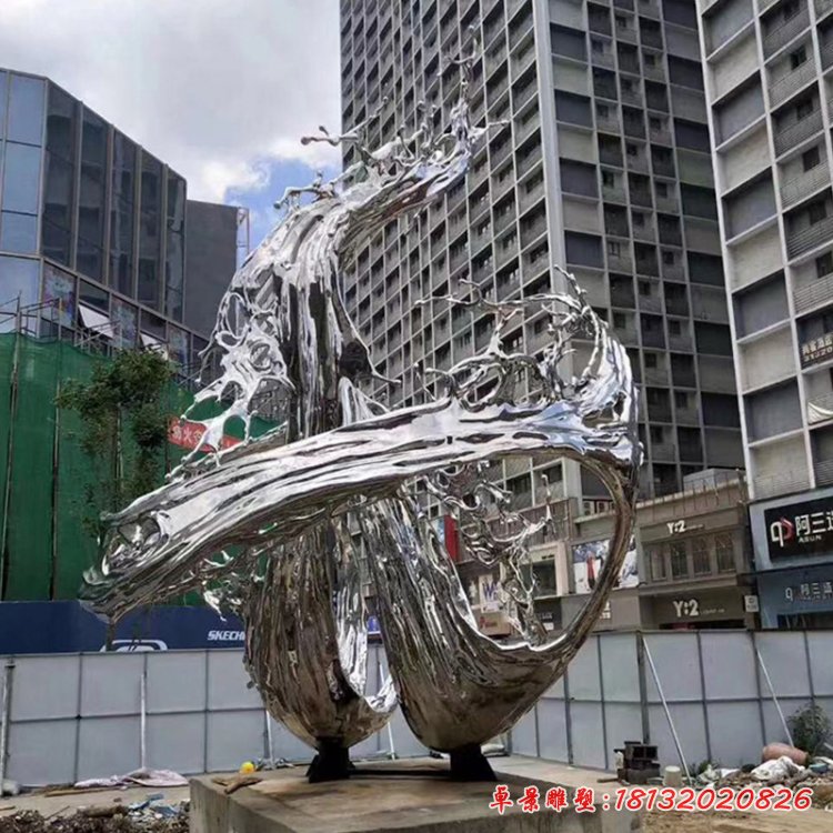 定制不銹鋼雕塑浪花鏡面不銹鋼房地產(chǎn)廣場(chǎng)水景裝飾擺件水滴造型95710
