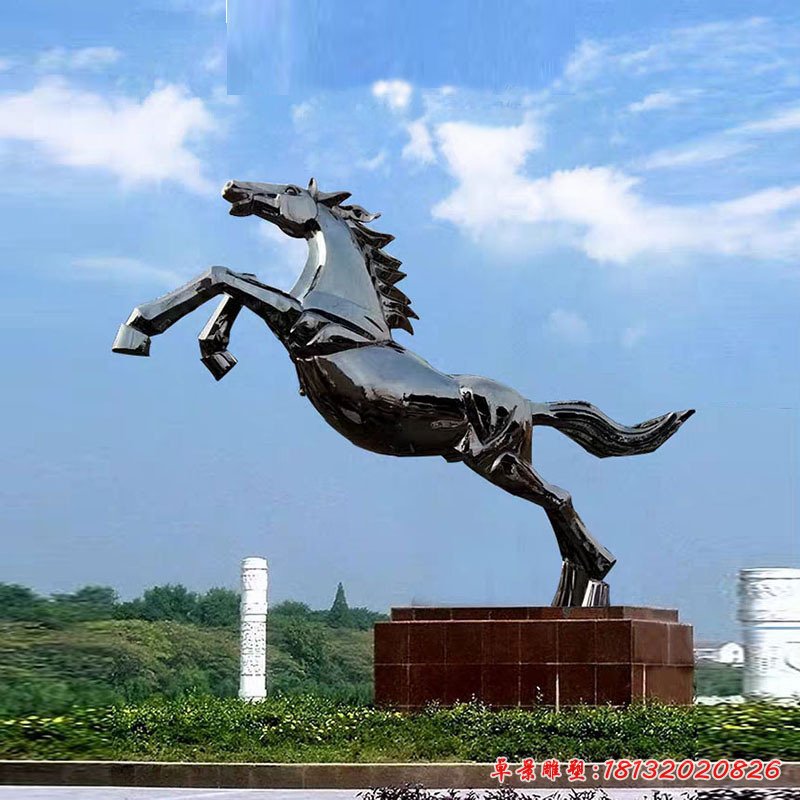 園林不銹鋼抽象奔馬雕塑