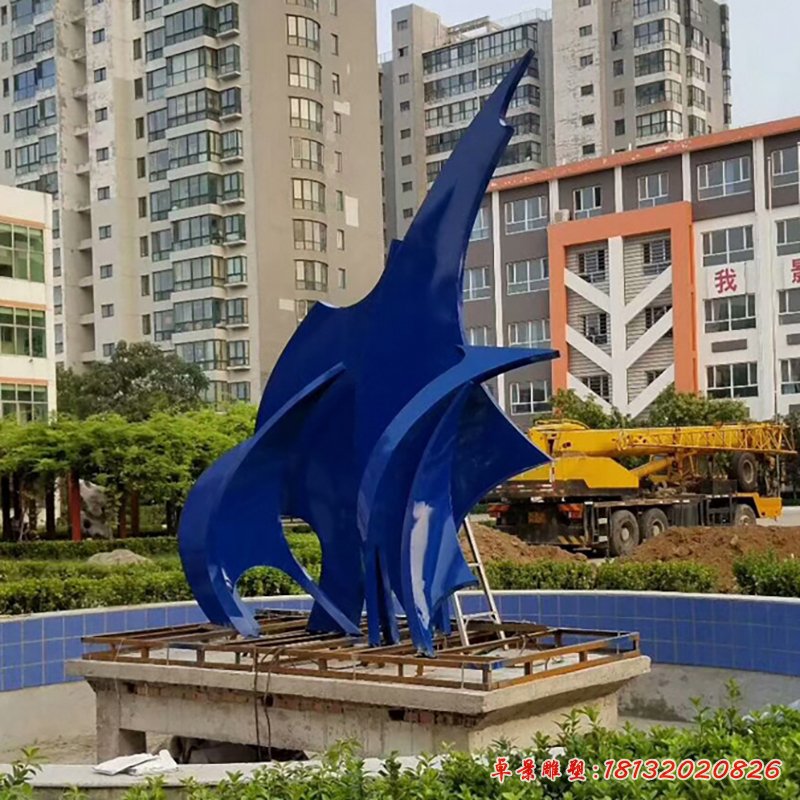 校園不銹鋼揚帆雕塑 (25)