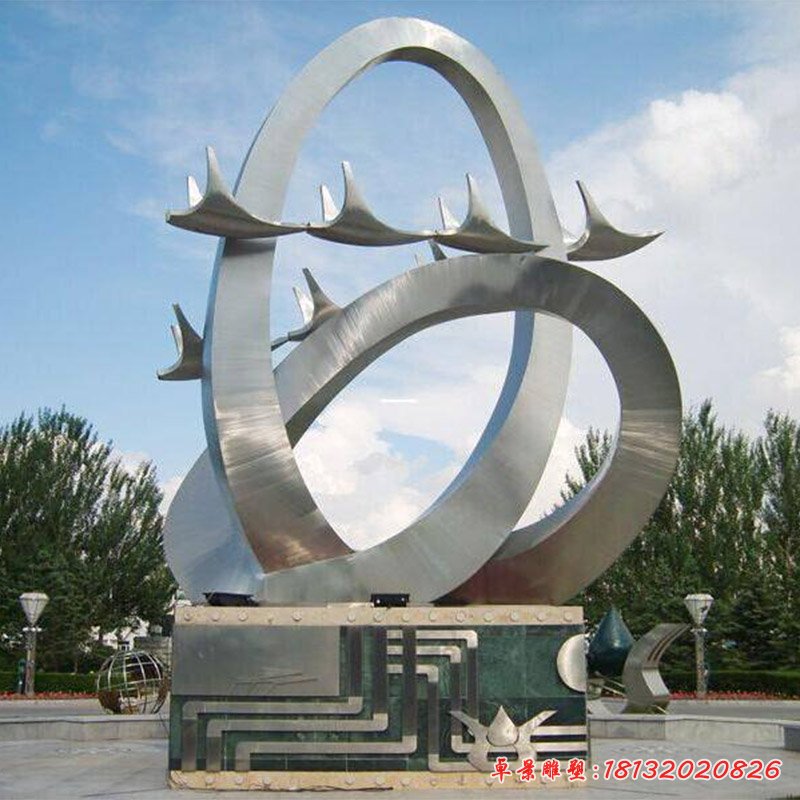抽象圓環(huán)大雁不銹鋼雕塑[1]