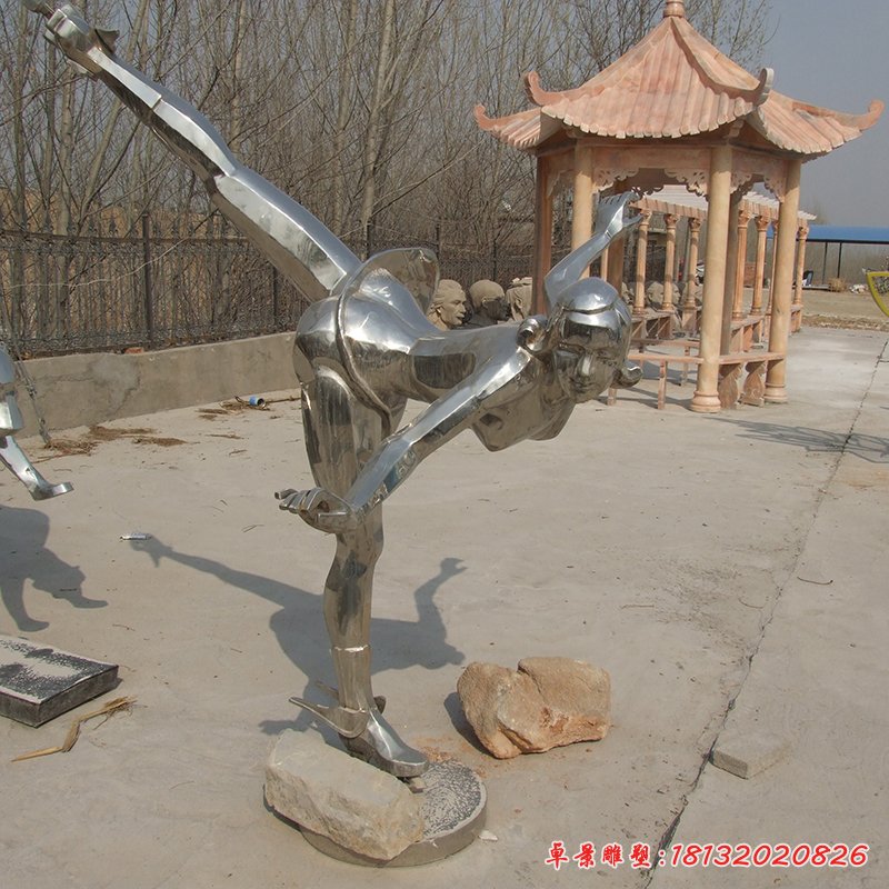 滑冰雕塑，不銹鋼滑冰雕塑