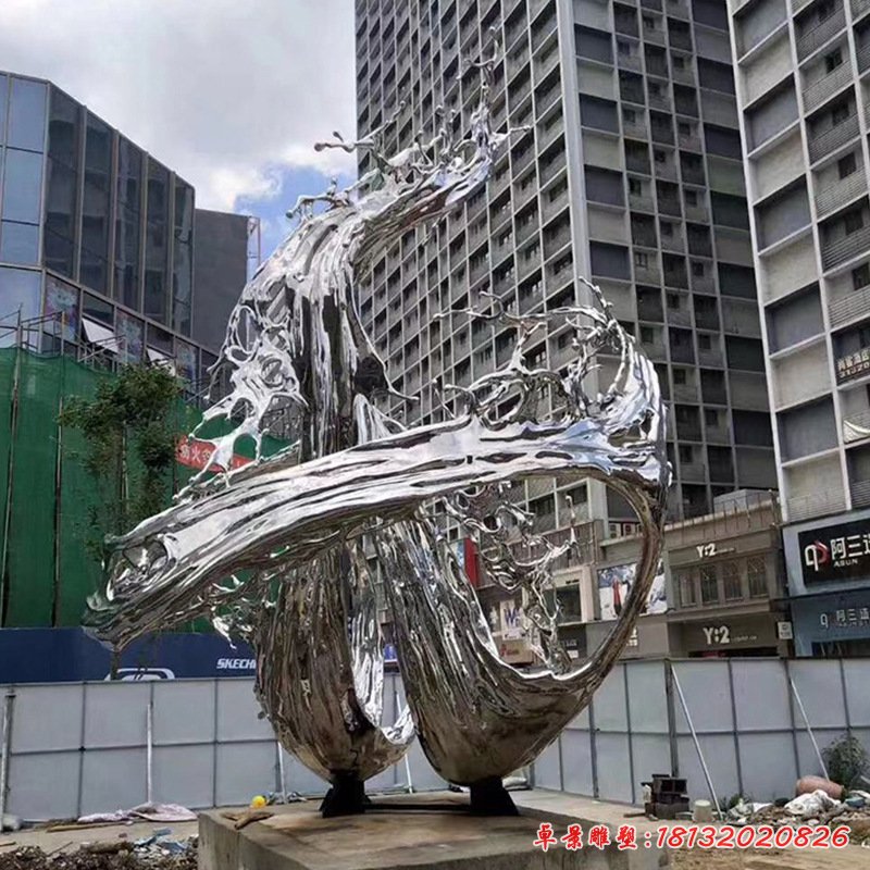 定制不銹鋼雕塑浪花鏡面不銹鋼房地產(chǎn)廣場水景裝飾擺件水滴造型95710