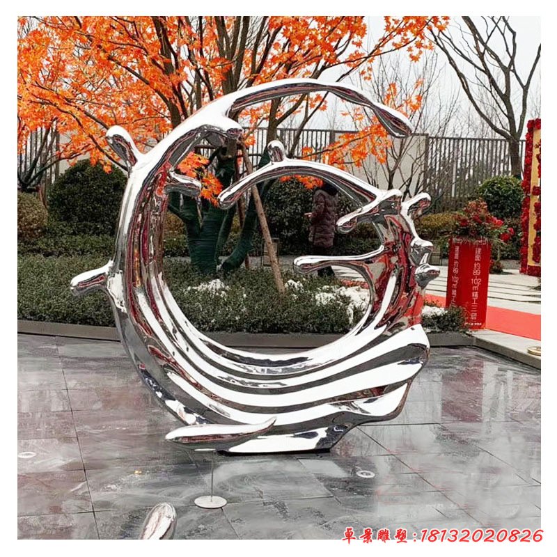 定制不銹鋼雕塑浪花鏡面不銹鋼房地產(chǎn)廣場水景裝飾擺件水滴造型95711