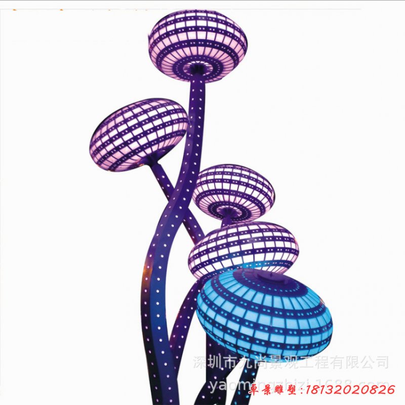 發(fā)光不銹鋼蘑菇造型雕塑 (4)