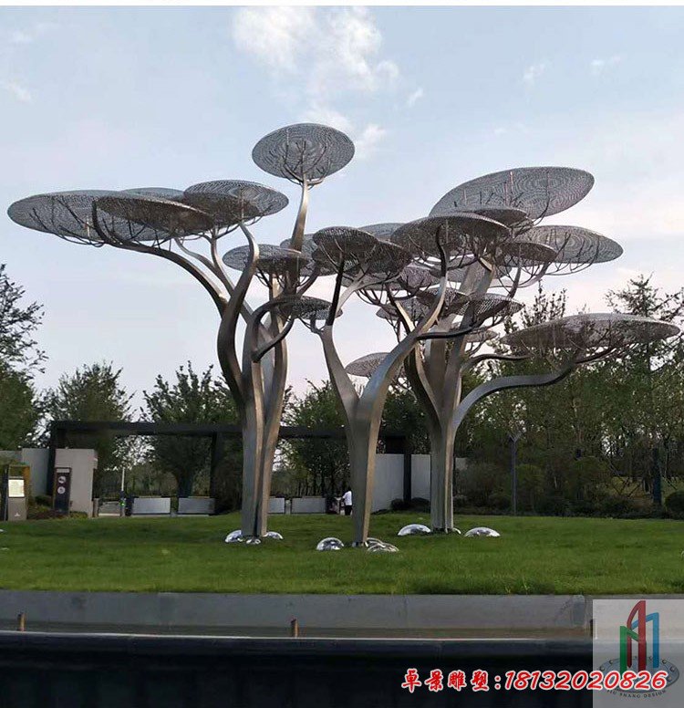 景區(qū)不銹鋼鏤空蘑菇樹雕塑 (3)