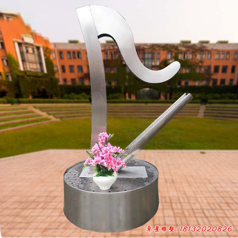 公園不銹鋼抽象豎琴雕塑 (4)