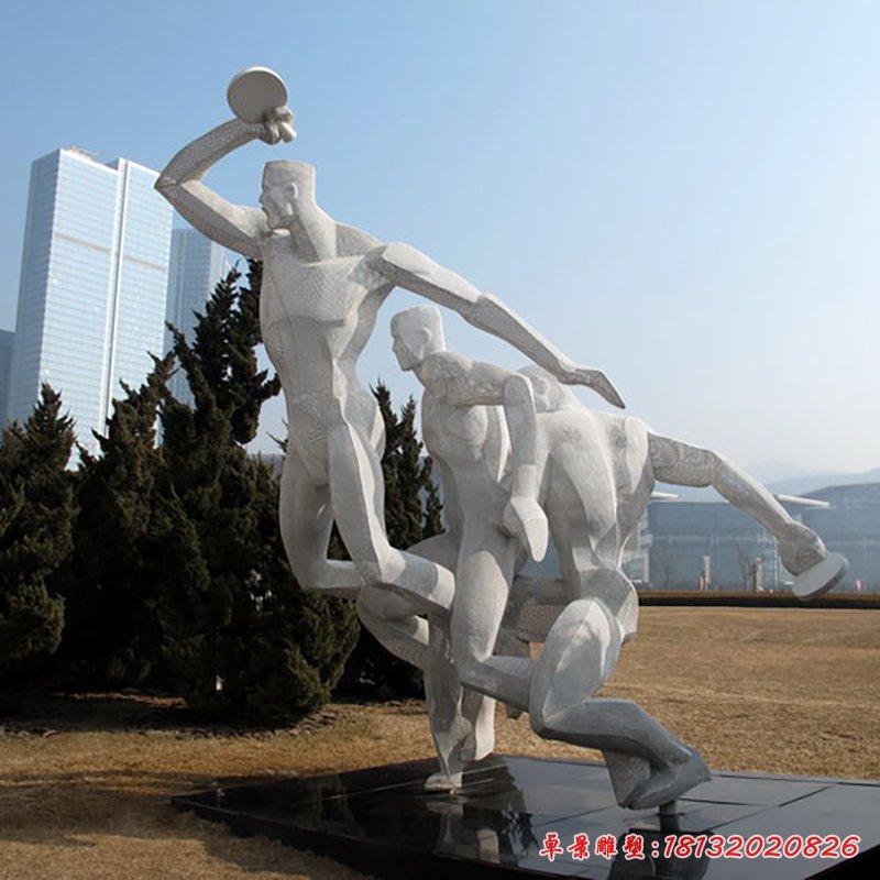 不銹鋼打乒乓球雕塑，抽象人物雕塑
