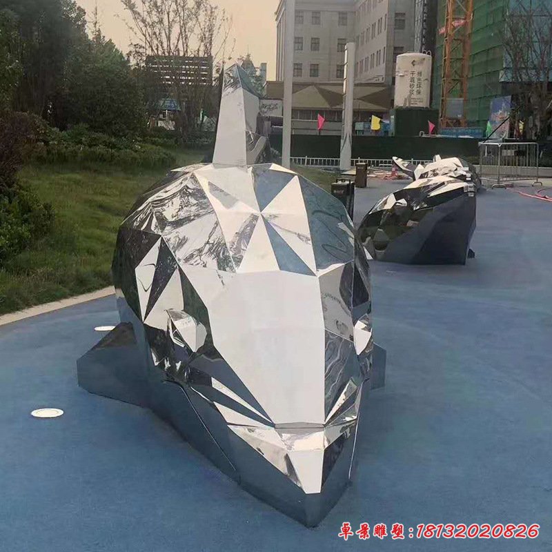 不銹鋼幾何老鼠雕塑