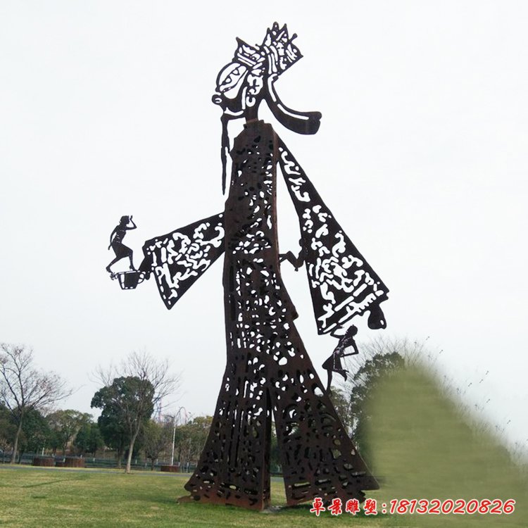 不銹鋼鏤空皮影人物雕塑[1]