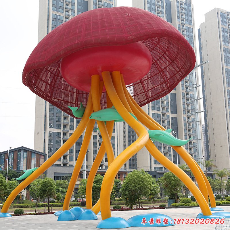 廠家供應(yīng)戶外大型雕塑水母大型不銹鋼雕塑海洋美陳主題雕塑定制82821 (2)