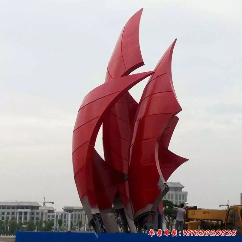 一帆風(fēng)順不銹鋼雕塑，廣場(chǎng)帆船雕塑