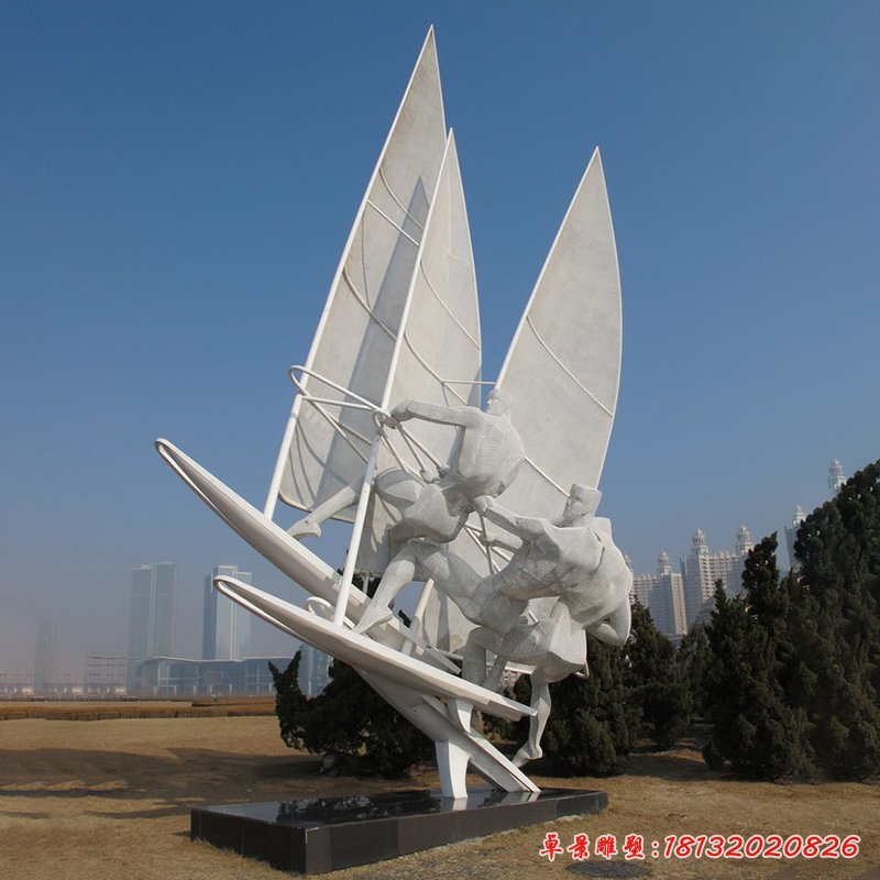 帆船比賽雕塑，不銹鋼運(yùn)動(dòng)雕塑