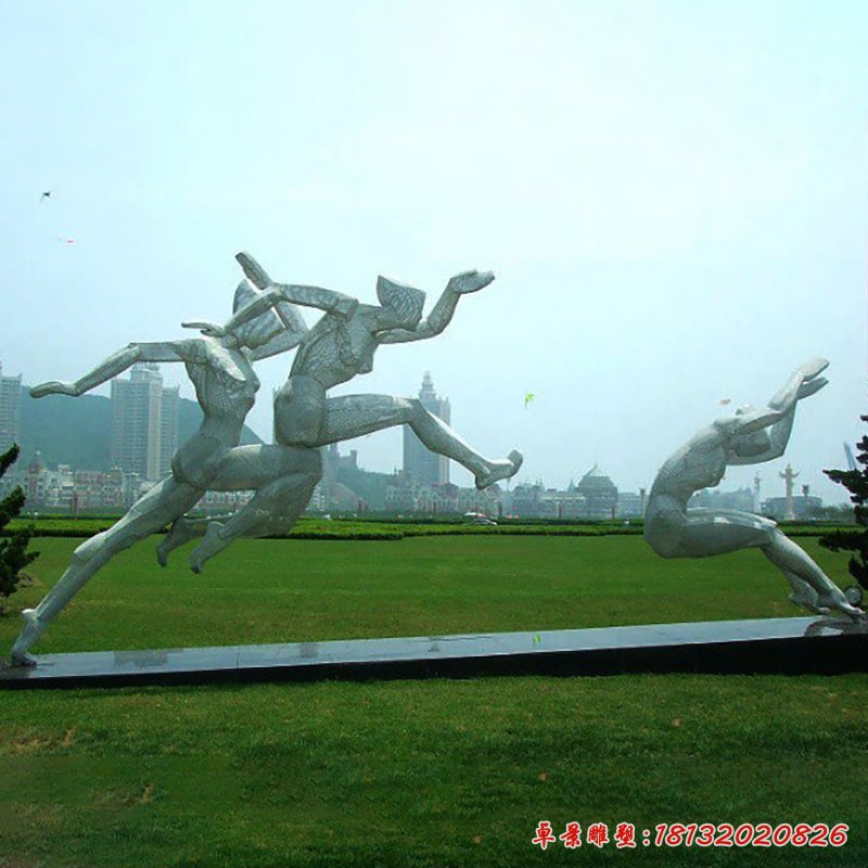 不銹鋼人物雕塑，公園不銹鋼跳遠(yuǎn)雕塑