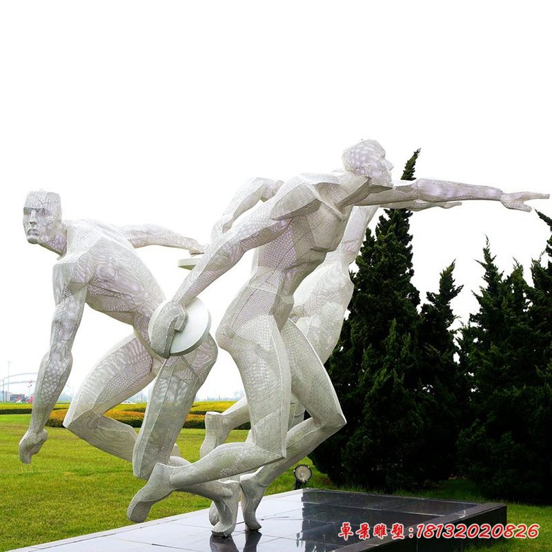 擲鐵餅雕塑，不銹鋼運動員雕塑