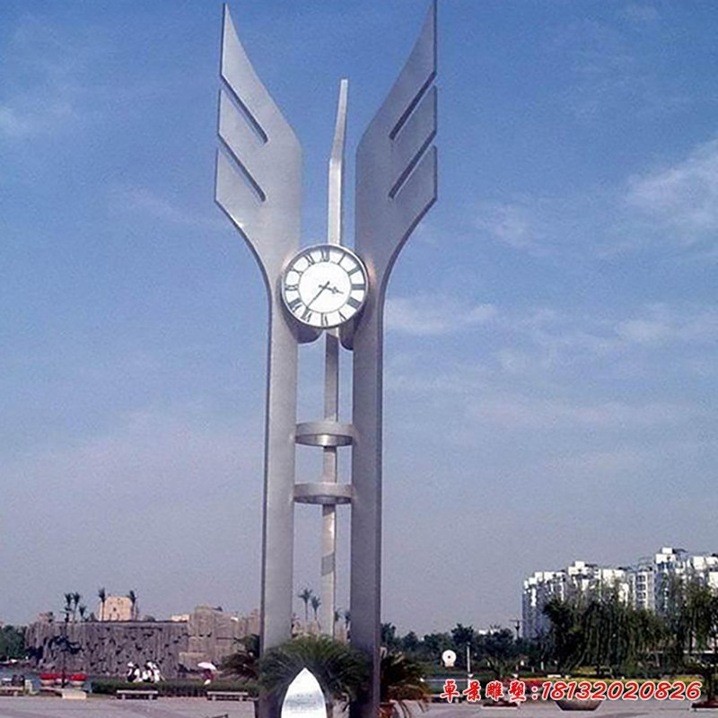不銹鋼鐘表雕塑   廣場(chǎng)景觀雕塑