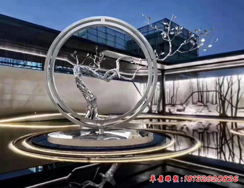 小區(qū)圓環(huán)樹枝不銹鋼雕塑