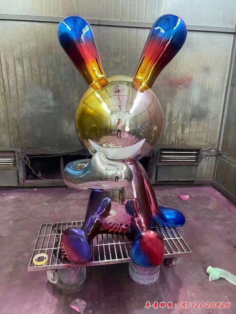 不銹鋼電鍍兔子雕塑