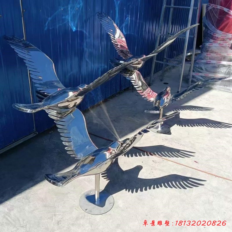 不銹鋼鏡面老鷹雕塑 (3)_副本