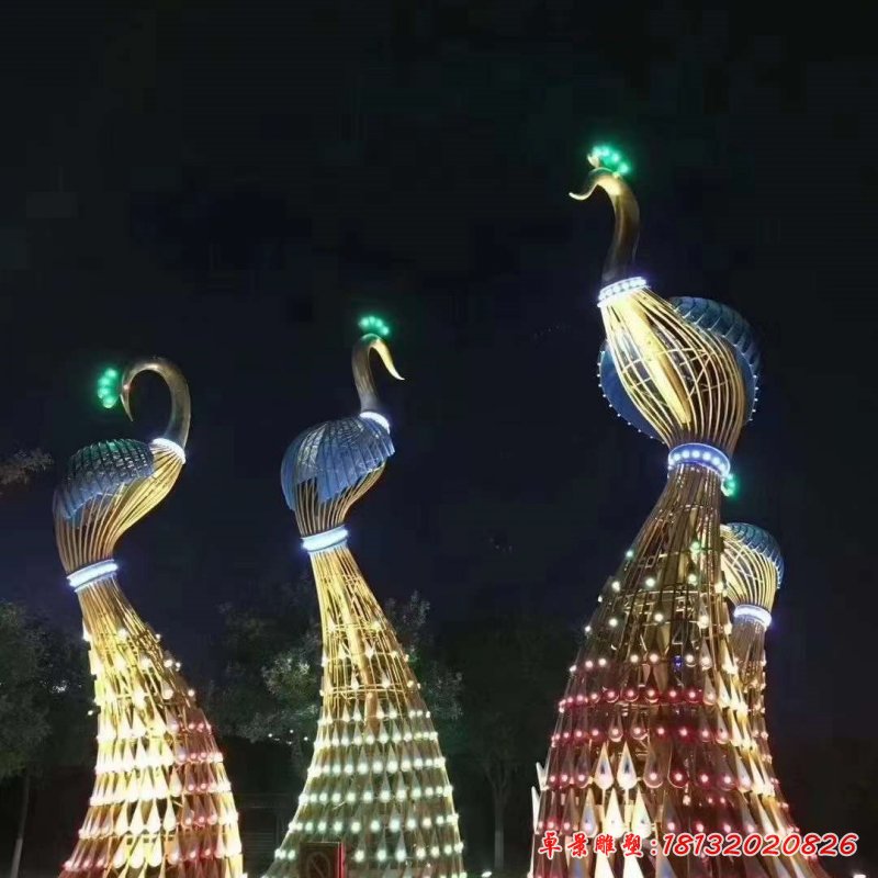 不銹鋼仿真孔雀雕塑_副本