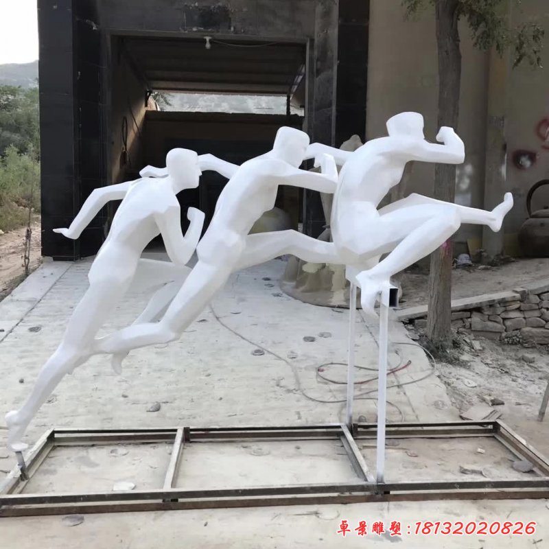 不銹鋼跨欄人物雕塑_副本