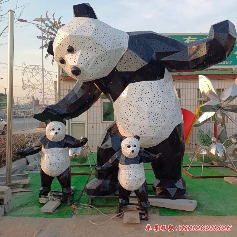 不銹鋼熊貓動(dòng)物雕塑