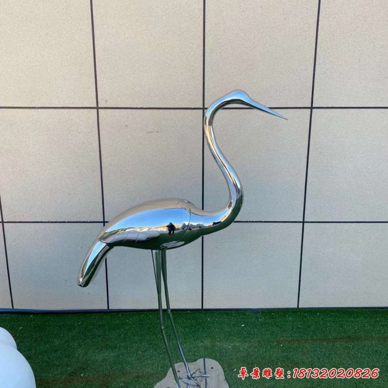 不銹鋼公園火烈鳥雕塑 (1)_副本