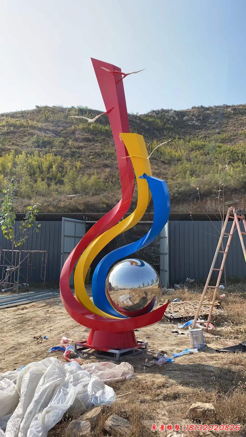 不銹鋼抽象彩帶景觀雕塑
