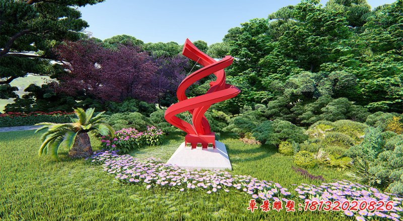 不銹鋼抽象絲帶景觀雕塑