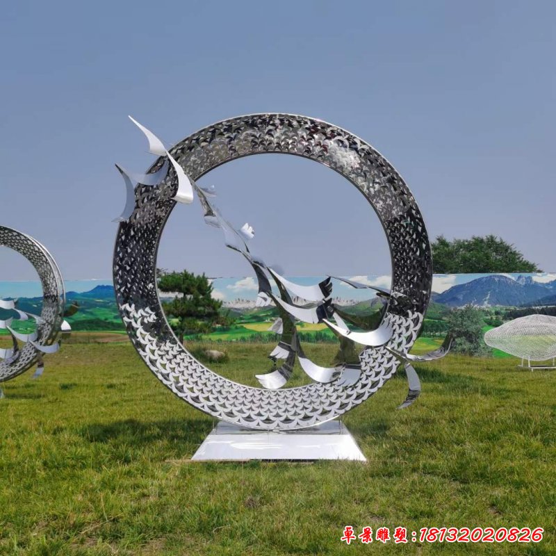 不銹鋼抽象圓環(huán)大雁雕塑 (1)